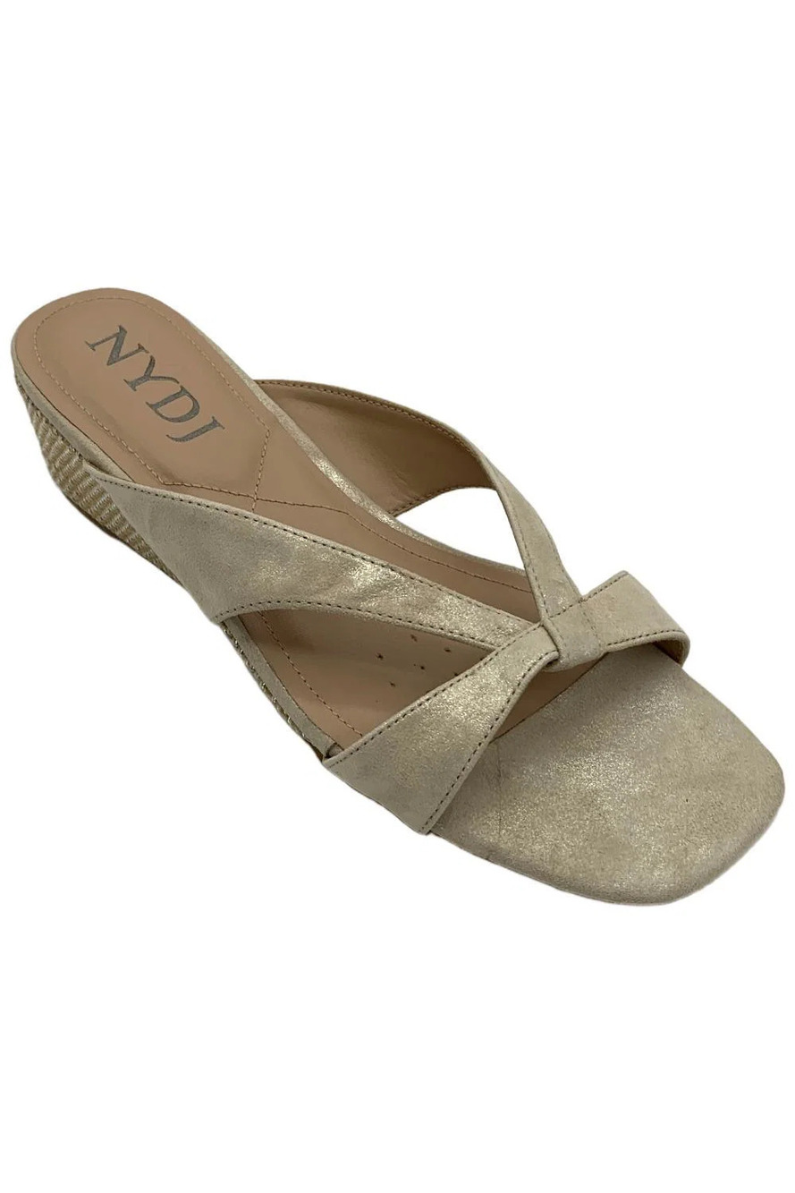 NYDJ Women's Contessa Suede Wedge Sandals Sand Gold - Medium